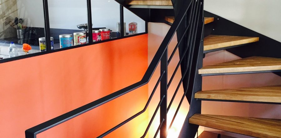 Escalier acier & bois